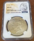 1926 $1 NGC MS62 Peace Dollar: 10th ANNIVERSARY LABEL