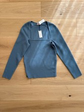 NWT Aritzia Babaton Sculpt Knit Cultural Longsleeve Slab Blue Size L