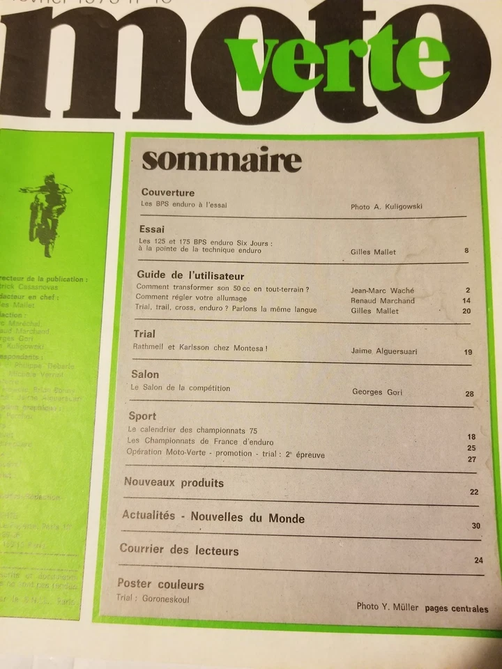 MOTO VERTE n°10 - 1975 - MOTOBECANE D 52 TT - 125 et 175 BPS SIX JOURS - Photo 2/4