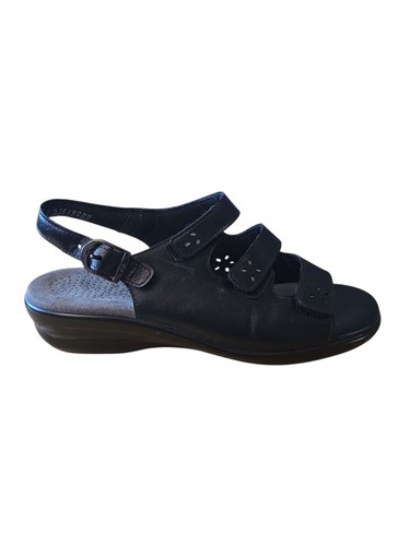 SAS Quatro Slingback Tripad bequeme Damen-Sandalen 8 N schwarz Leder SCHMAL - Bild 3 von 6