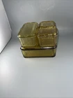VINTAGE SET OF 4 FEDERAL AMBER GLASS  REFRIGERATOR DISHES WITH LIDS
