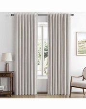 MIULEE Faux Linen Blackout Curtain Panels Beige Thermal Insulated Noise Reducing