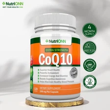 CoQ10 Supplement - 200mg – Heart, Energy & BP Support – 120 High Absorption Caps