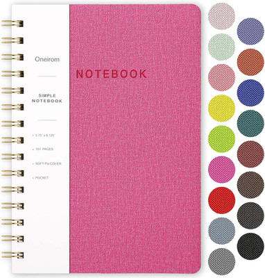 Spiral Notebook-5.75'' X 8.125'' College Ruled Journal with Inner Pockets and 160