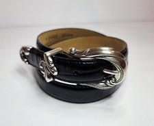 Brighton Allegro Swirl Faux Croc Black Leather Belt Size M 32 Silverplate Buckle