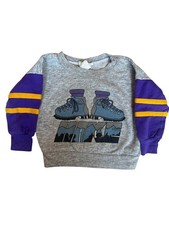 Vintage Activewear 80s Kids Boy Sweatshirt Hiking Graphic Print Grey Size 4