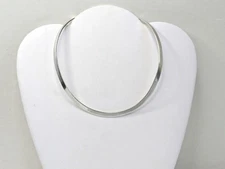 Minimalist Sterling Silver (925) Rigid Open Choker Torc Torque Necklace (15.5")