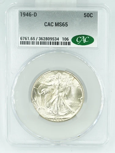 1946-D CAC MS65 Walking Liberty Half Dollar