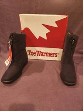 Toe Warmers Canada  Womens S 8N BlackZip Up Boot Fuzzy Inside 1" Heal & 8" Sides