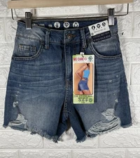 Peace Love Eco Rewash Womens Jean Shorts Size W24 Distressed Denim High Rise