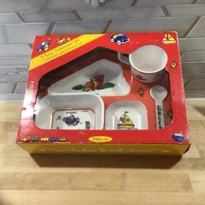 Baby Cie 4 pc Set-Plate, Bowl, Cup & Spoon w/Transportation Words in French New