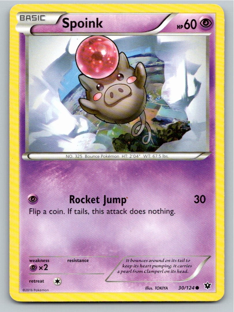 2016 POKEMON SPOINK FATES COLLIDE 30/124 COMMON NM A49376 FREE S&H