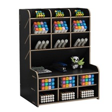 Hggzeg Wooden Desk Organizer, Large Capacity DIY Pen Holder Storage B15-Black