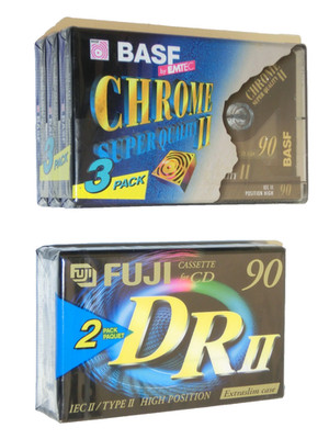 BASF Chrome Super  90 MC Kassetten 3er Pack + FUJI DR II 2 er Pack im Set
