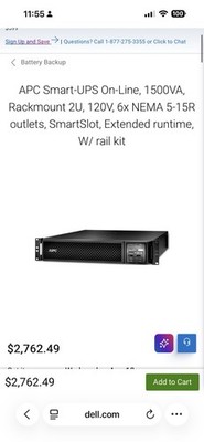 APC SRT1500RMXLA Smart UPS 1500VA Double Conversion Online
