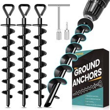 Ground Anchors Screw in , Heavy Duty Ground Trampoline Stakes High Wind Tent ...