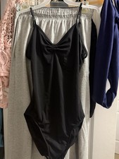 black ballet leotard with open back bow lace elastic adjustable straps