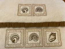 Avanti Sea Shell Towels  (1) Hand Towel & (1) Bath Towel Cotton Coastal Beach