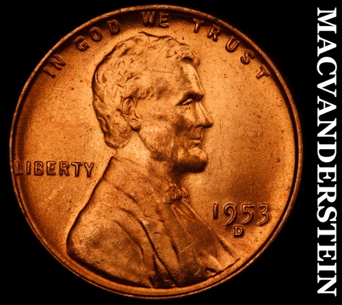 1953-D Lincoln Wheat Cent- Choice Gem Brilliant Uncirculated Luster #J4474