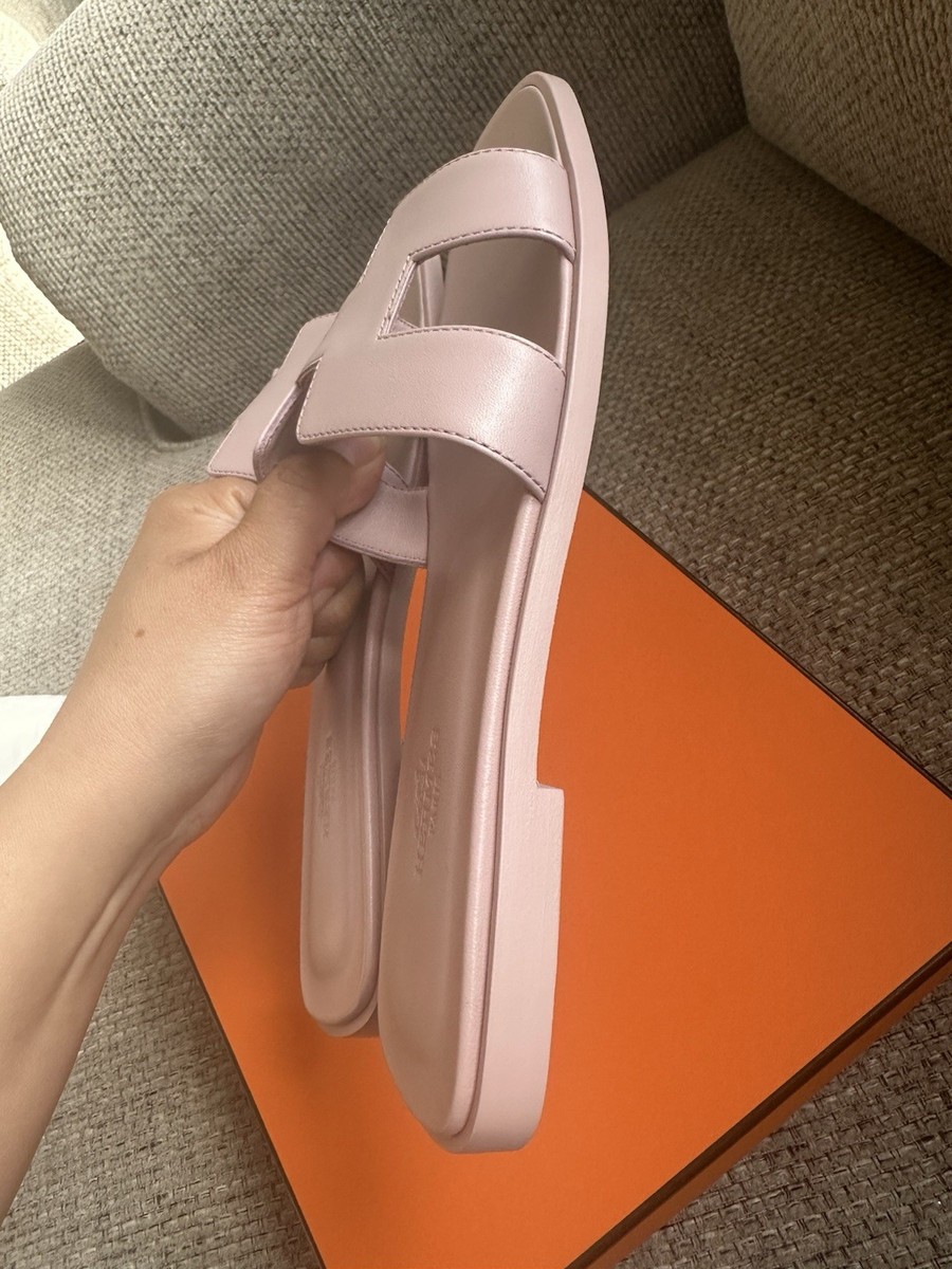 【HERMES】大人気サンダル Oran rose cancan HERMES Box Calfskin Oran Sandals 37 Rose Cancan 1584770