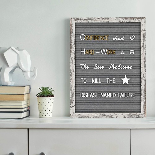 Felt Letter Board 12x16 Inch Rustic Wood Frame - Pre Cut & Sorted 725 Letters... - Picture 5 of 6