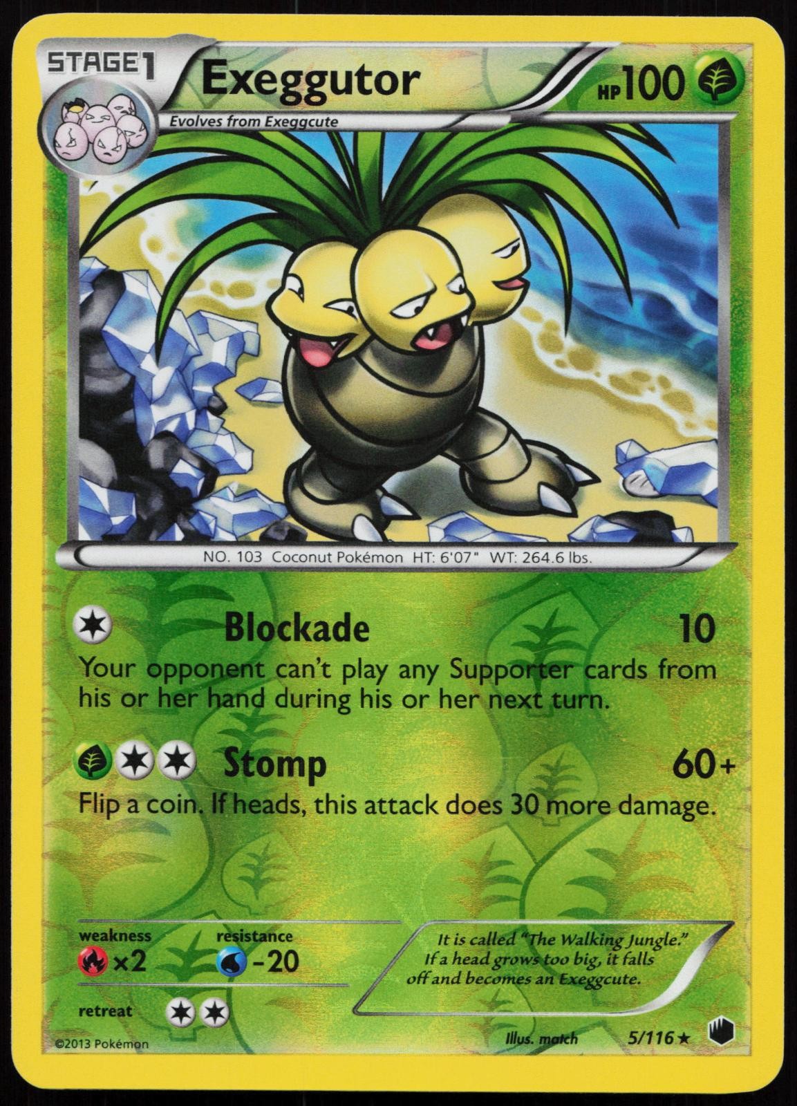 Exeggutor 5/116 Rare Plasma Freeze Pokemon Reverse Holo Moderately Played
