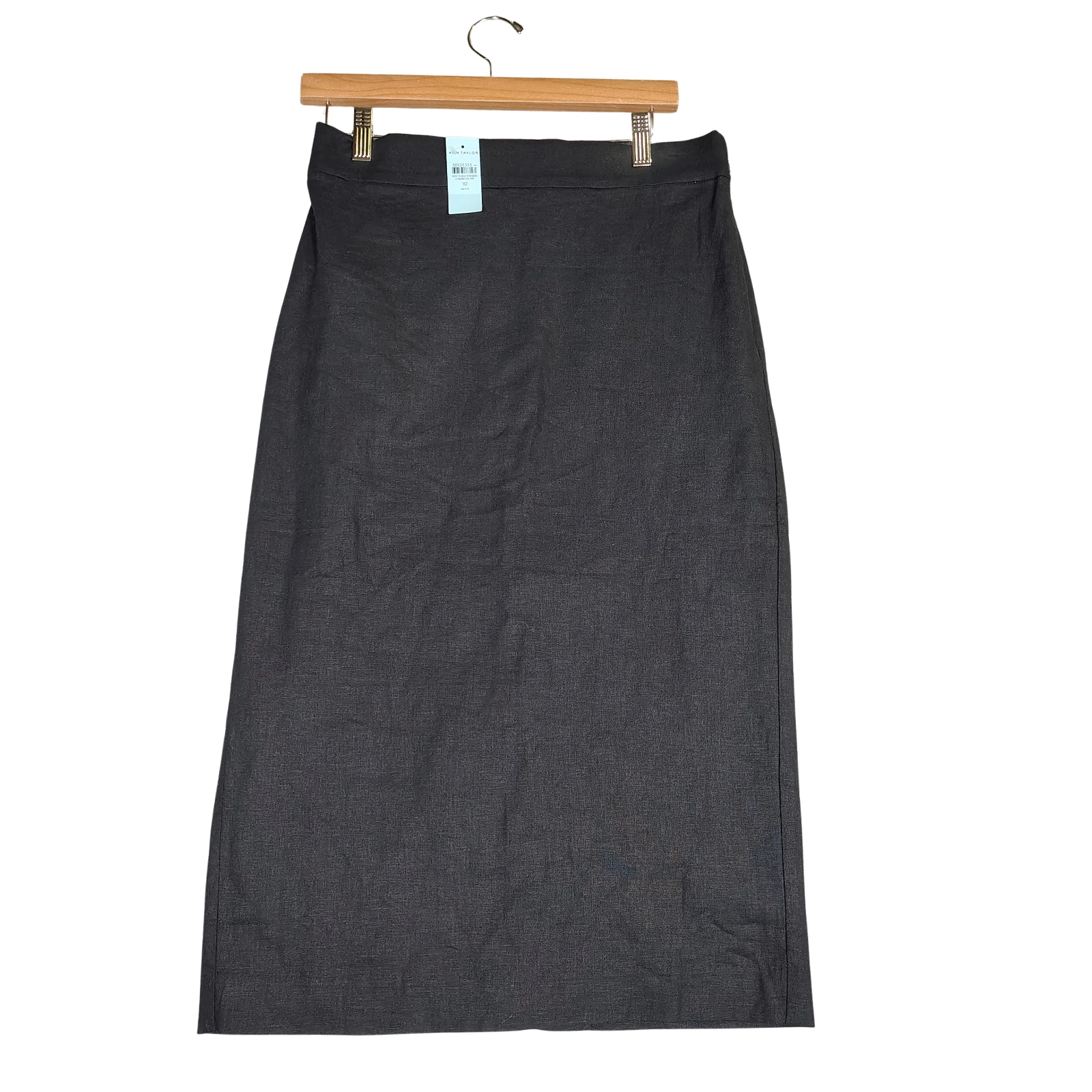 Ann Taylor Skirt Women's 10 Petite Black Linen Blend Elastic Waist Preppy NWT