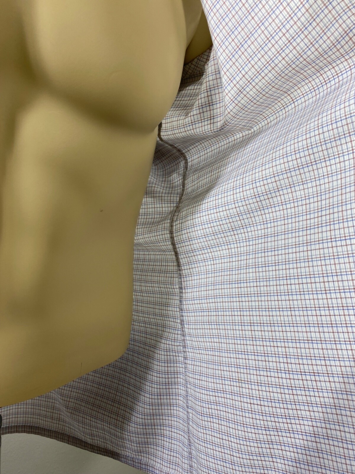 Camicia elegante VINTAGE Yves Saint Laurent YSL con bottoni blu marrone a quadri 16" 34 35