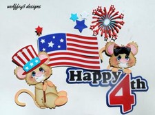 ELITE4U MICE 4TH JULY premade paper piecing scrapbook diecut piece album page 3D