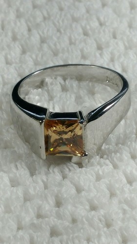 sz 9+ MODERNIST PEACH QUARTZ SQUARE ABSTRACT STERLING SILVER RING 5.5g - Picture 11 of 12
