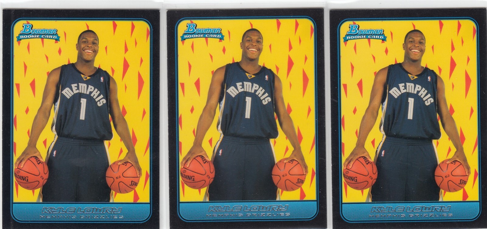 (3) 2006-07 Kyle Lowry Bowman ROOKIE CARD Lot #136 - Heat RC Villanova