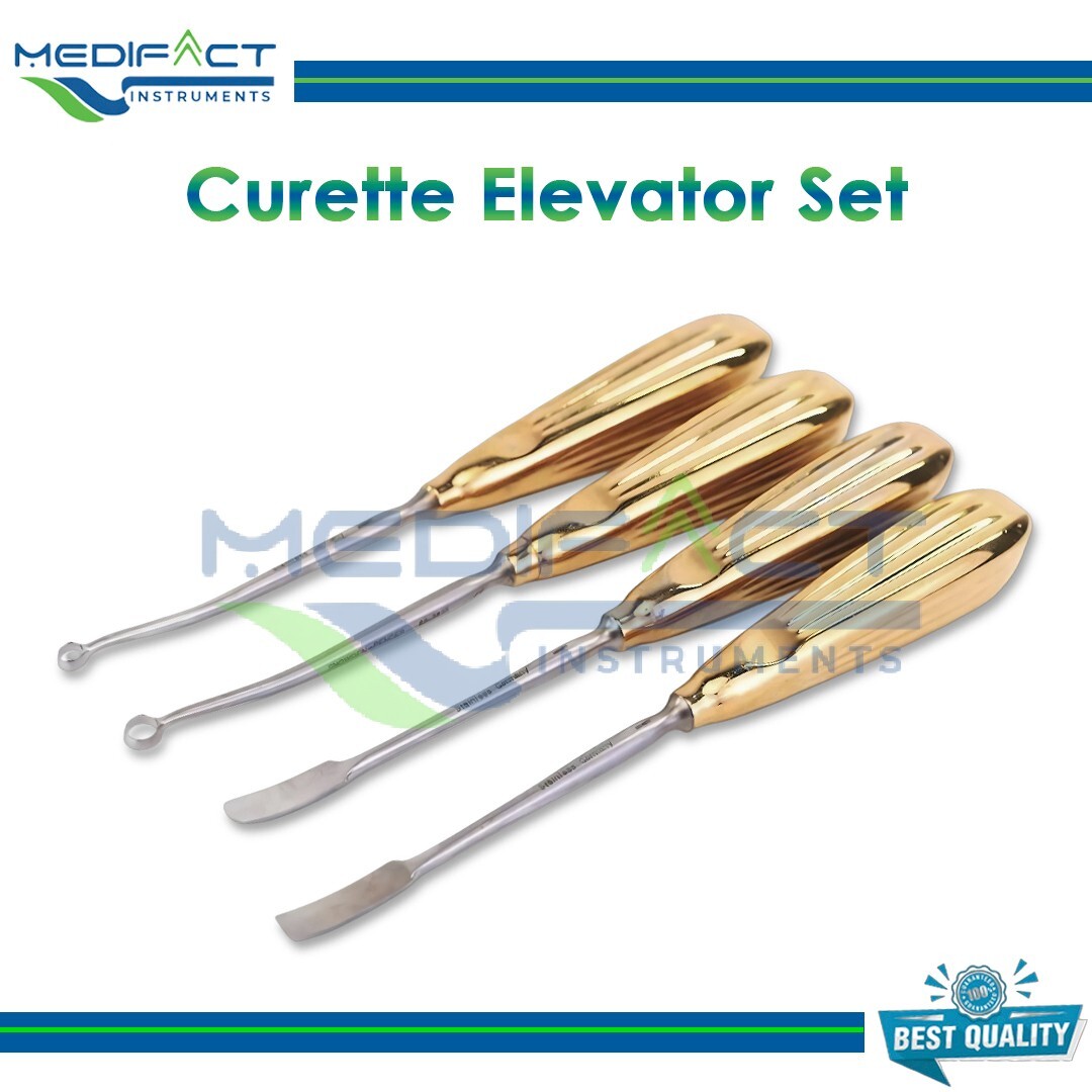 Orthopedic Bone Curette Elevator Set 4 Pcs Surgical Instruments