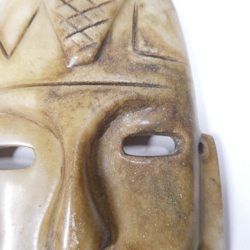 Carved Stone Mask Vintage Aztec Marble Onyx 7" Tall - Picture 3 of 8