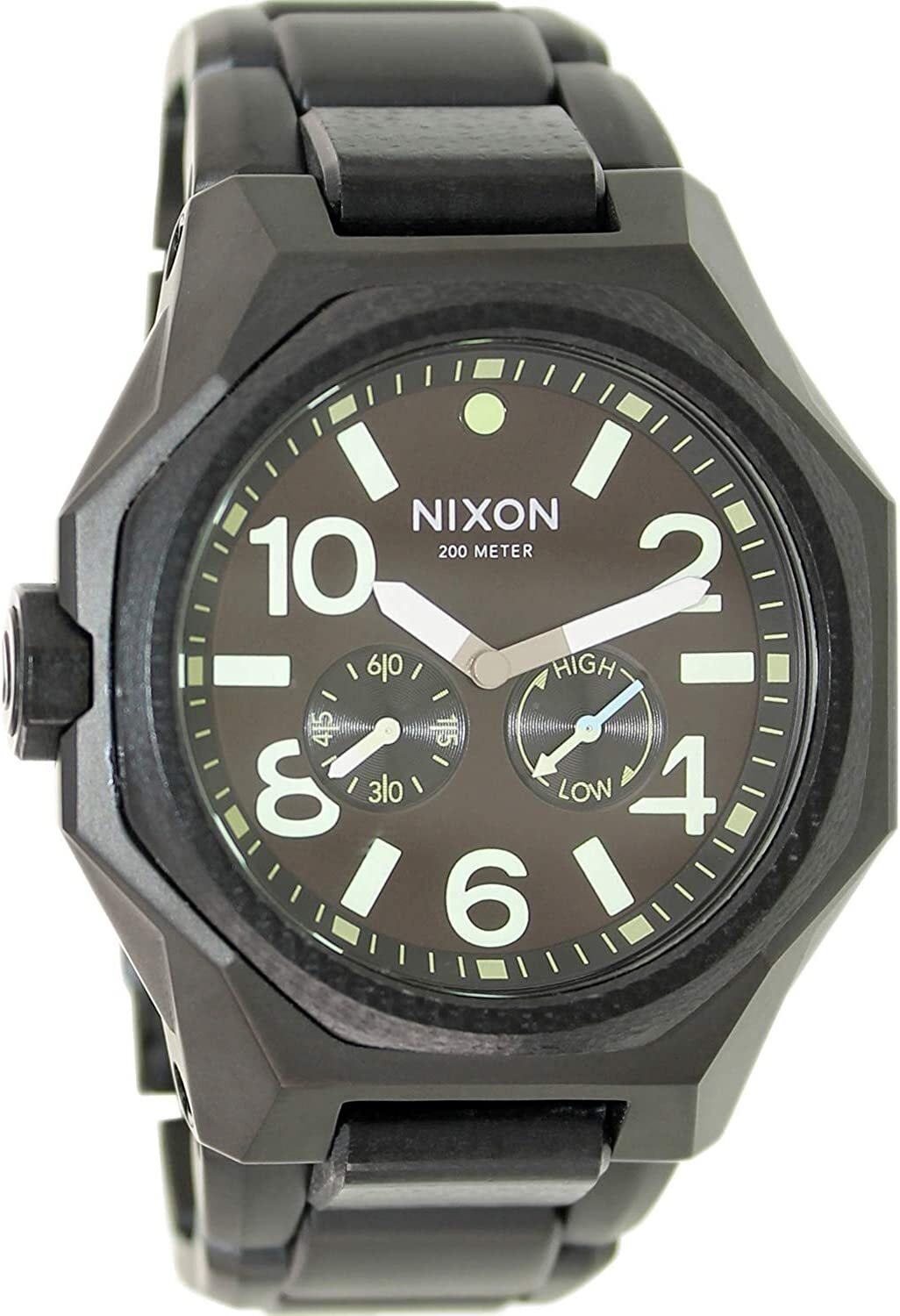 Nixon Tangent Steel Matte Black Surplus Luminous Dial Tide Swiss ...