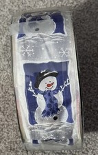 Premium Wired Ribbon 2.5  X 55 Yards White  Blue Glittery Shimmery Snowmen