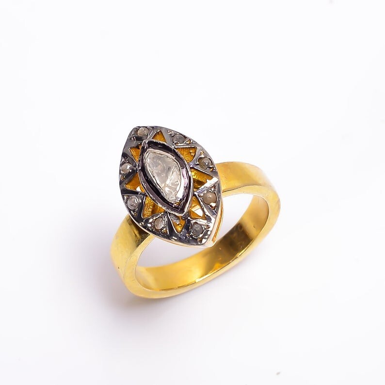 Natural Marquise Diamond Ring in 925 Sterling Silver, Perfect Women's Gift for Her