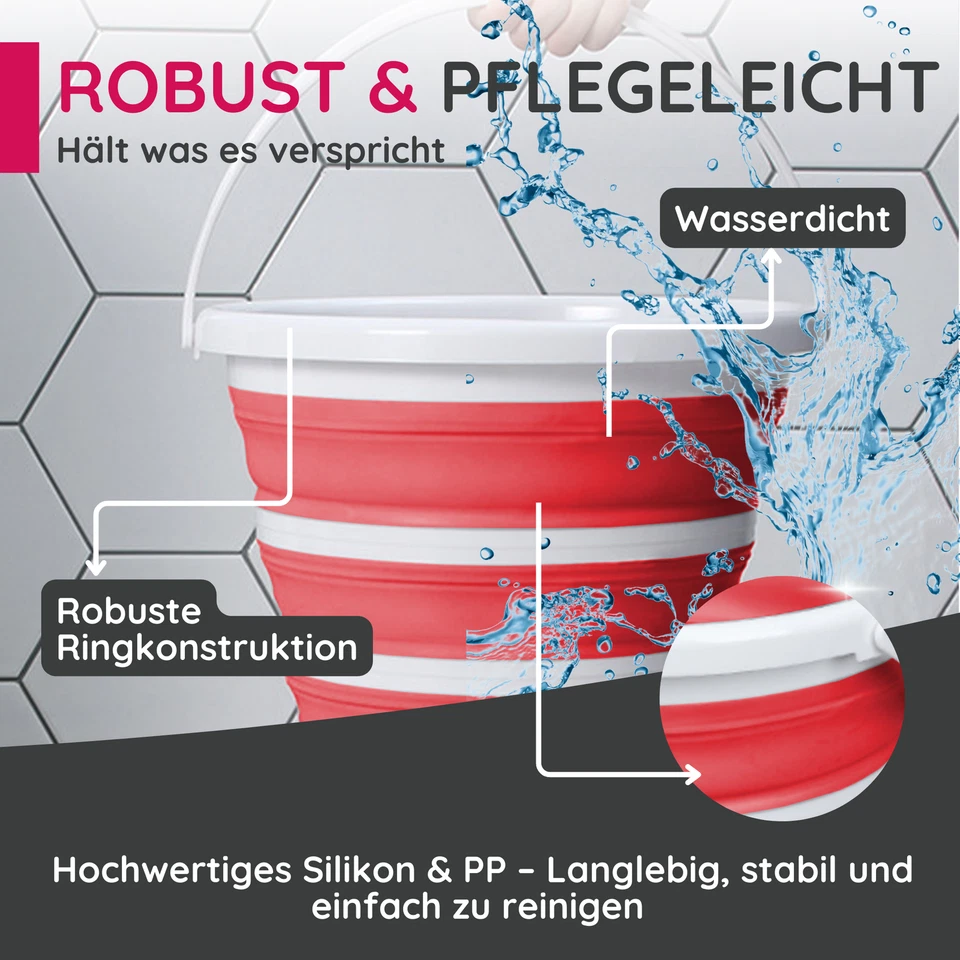 Falteimer 10L faltbarer Eimer Putzeimer Wassereimer Campingeimer Angeln Outdoor - Bild 4 von 4