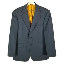 Alexandre London Mens Jacket Size 40 Short Gray Pinstripe Lined Savile Row Wool
