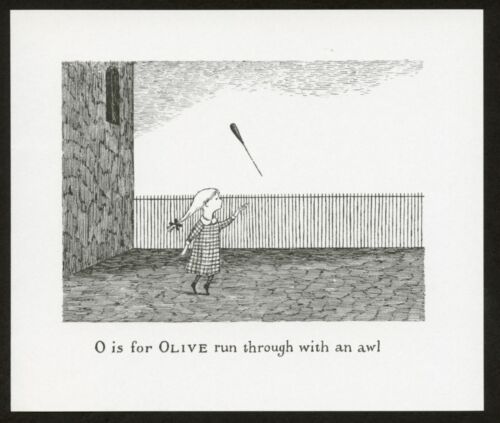 Edward Gorey illustration O IS FOR OLIVE Gashlycrumb Tinies macabre art print - Picture 1 of 3