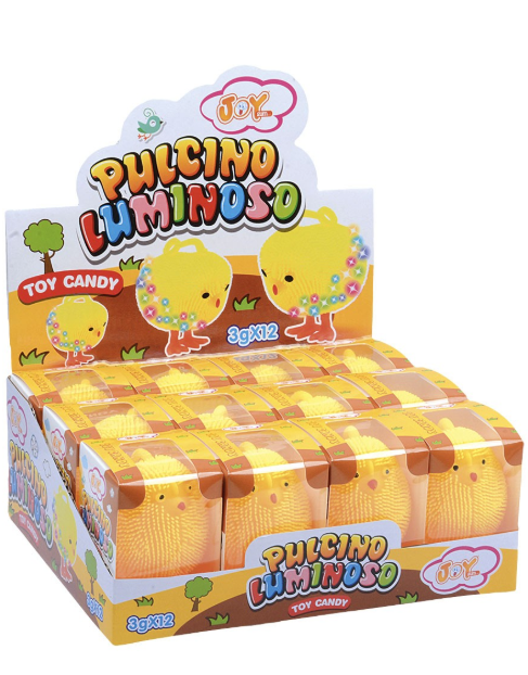 Joygum Pulcino Luminoso Appendibile con Caramelle Espositore da 12pz