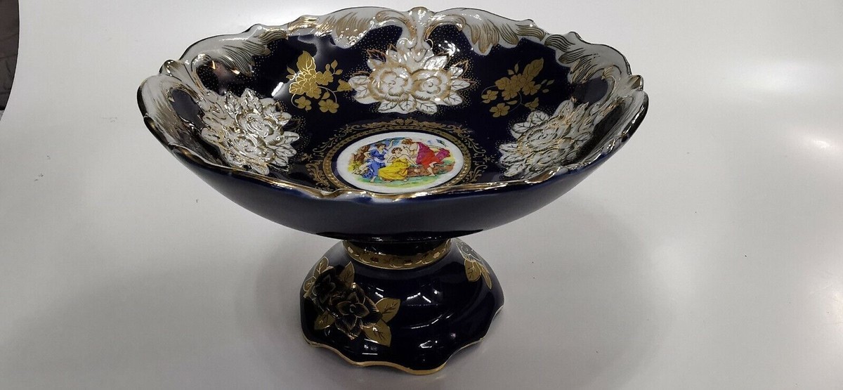 Handmade Fine Porcelain Original Cobalt Gold Bowl Czech Republic