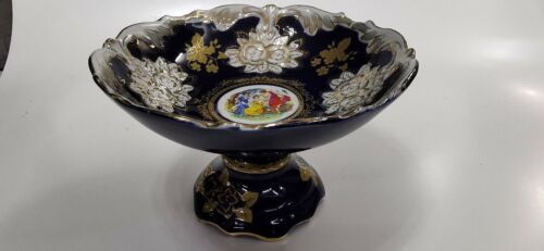 Handmade Fine Porcelain Original Cobalt Gold Bowl Czech Republic Haas & Czjzek - Picture 1 of 12