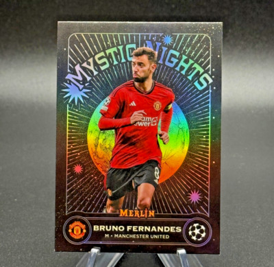 Bruno Fernandes 2023-24 Topps Merlin UCC #MN-16 Mystic Nights Refractor NM-MT