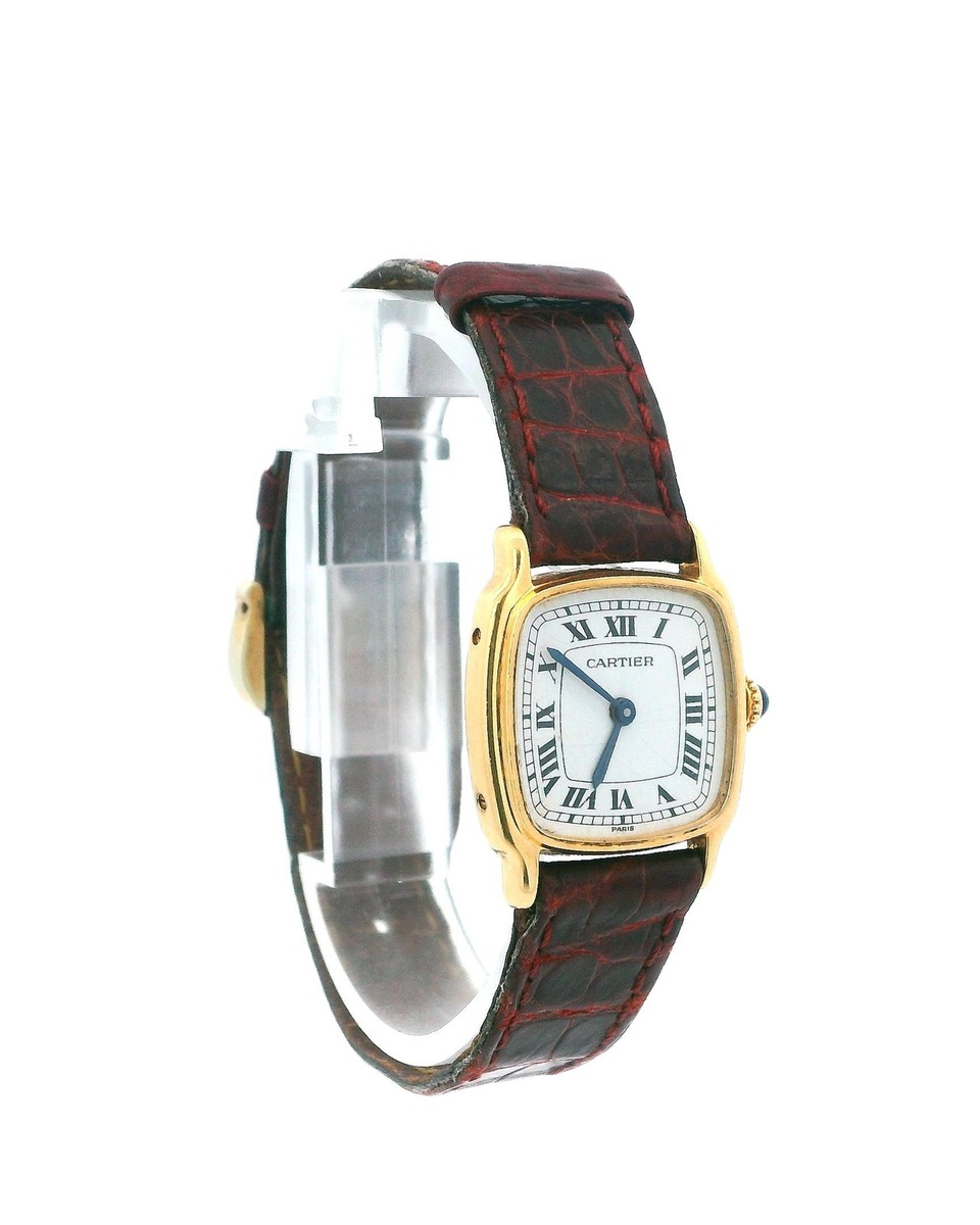 Cartier 時計 ゴールド/ブラック カルティエ マストタンク SM 5057001 クォーツ Cal.057 SV925 革