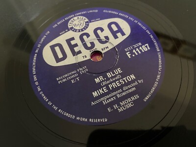 MIKE PRESTON :  MR. BLUE  /  JUST ASK YOUR HEART.  UK. 78.rpm (1959)