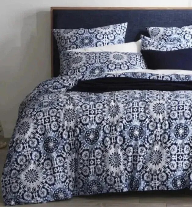 ⭐️ SHERIDAN Martells Cotton 3pc King Quilt Cover Set Washed Indigo RRP
