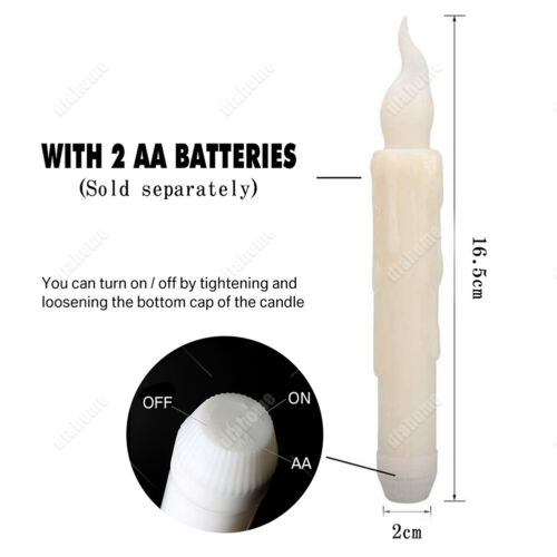 6Pcs LED Flameless Flickering Taper Candles Battery Operated with Candle Holders - Picture 11 of 20