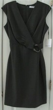 NEW TAG! CALVIN KLEIN 10 CHARCOAL BLACK STRAIGHT PENCIL SLEEVELESS DRESS #812MD