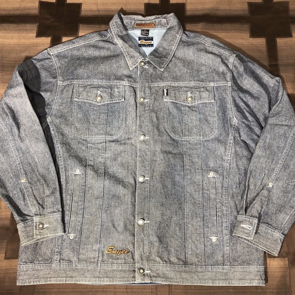 Sean Combs ENYCE INDUSTRY STANDARD Grayish Blue Wash Denim Jacket Size XL