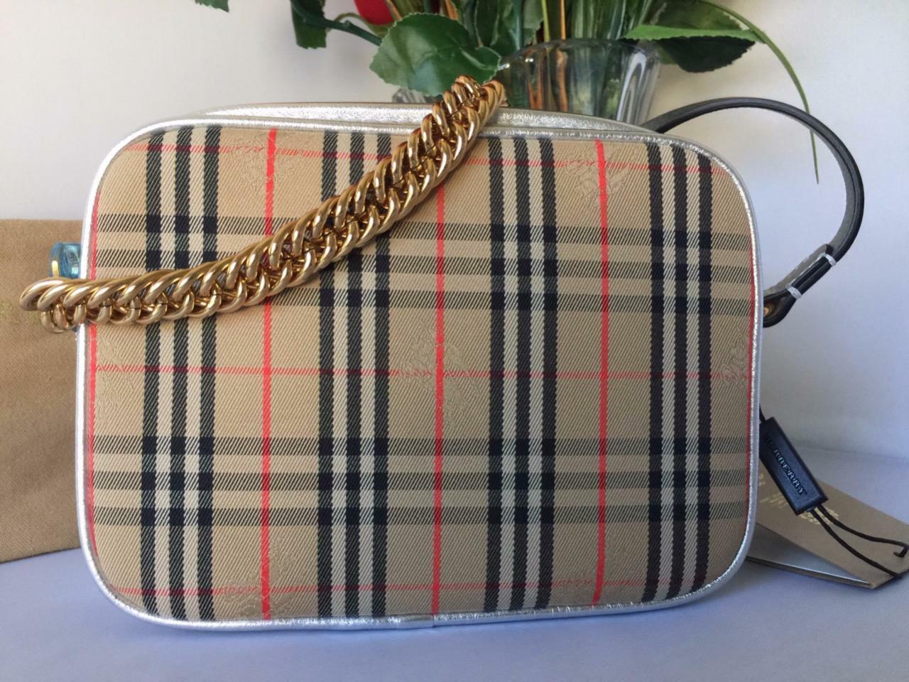 burberry vintage check link crossbody camera bag